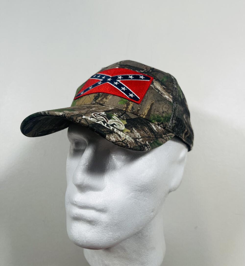 Realtree Hat Cap Strap Back Mens One Size Brown Camo Mesh Trucker Flag Hunting